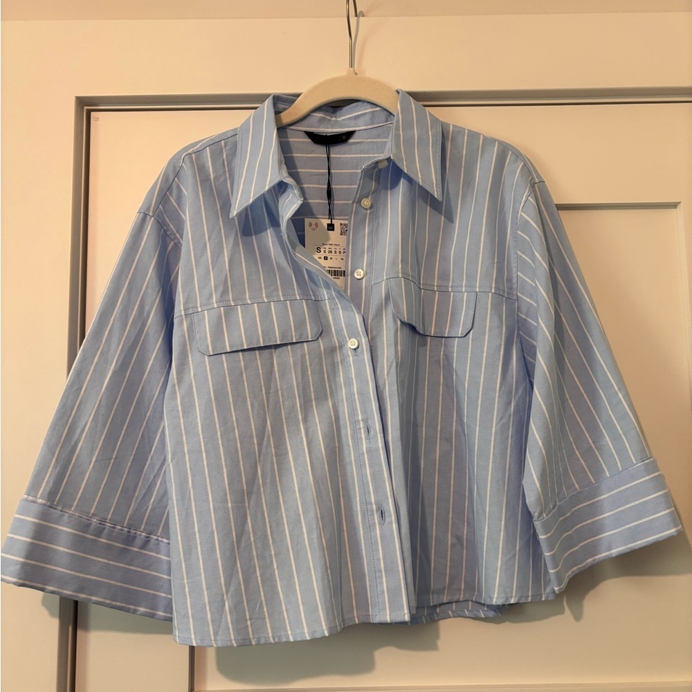 Zara Light Blue Striped Shirt